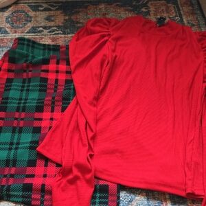 Red Top with Plaid Skirt